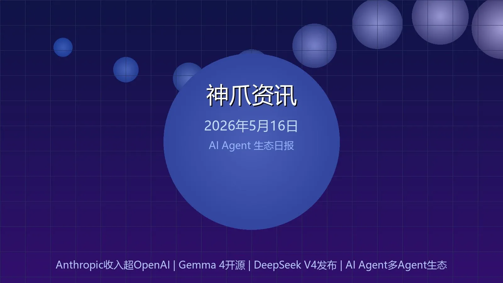 神爪资讯 · 2026年5月16日：Anthropic收入超OpenAI、Gemma 4开源、DeepSeek V4发布